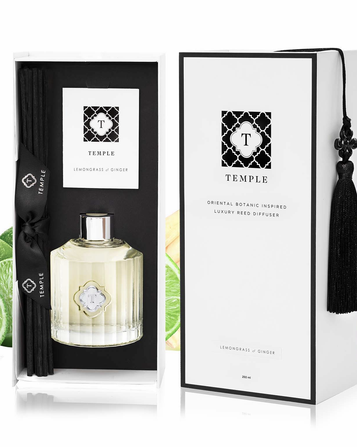 TEMPLE CANDLES | Luxury Reed Diffuser - Lemongrass & Ginger