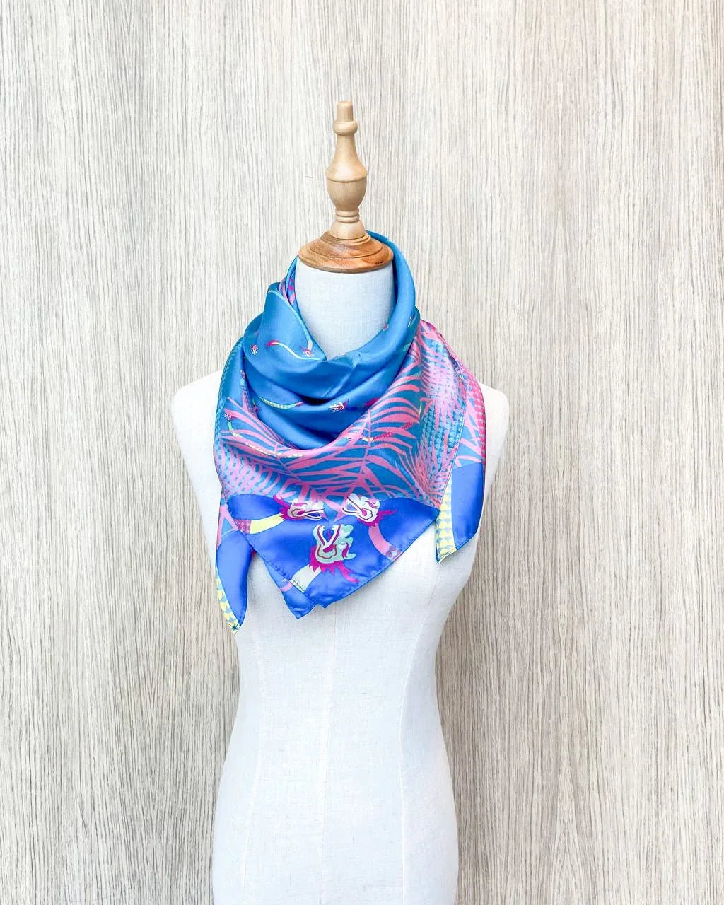 BINARY STYLE | Dragons On Singapore Water Silk Square Scarf 87X87 cm