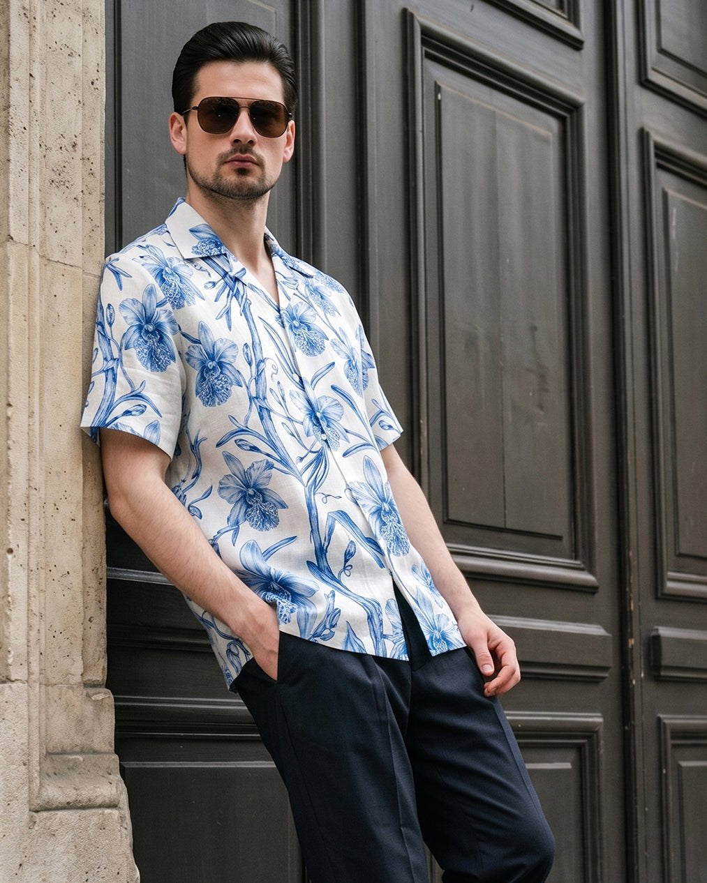 KANZI COLLECTION | Blue Orchid Print Shirt