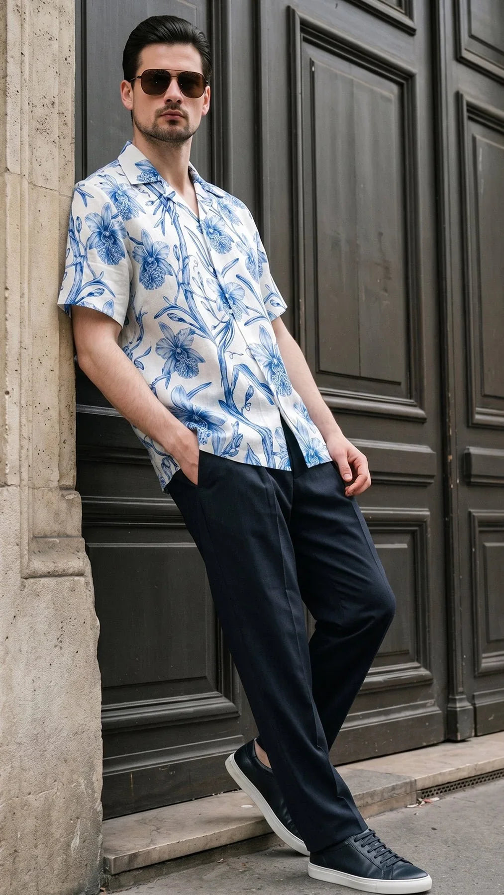 KANZI COLLECTION | Blue Orchid Print Shirt