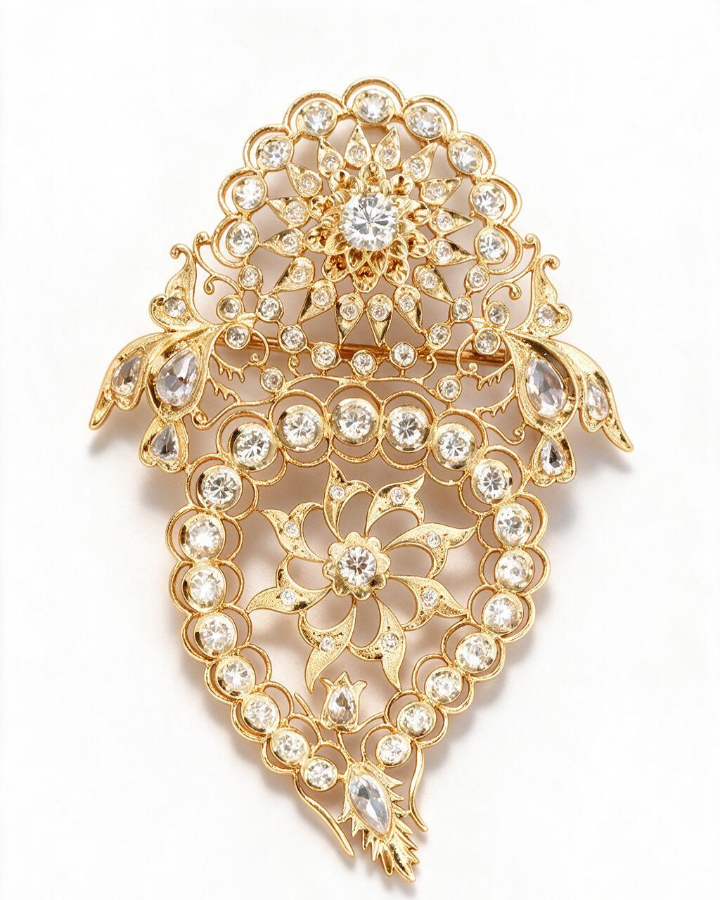 FOUNDATION JEWELLERS | 18K Yellow Gold Natural Diamond Pendant Brooch - PP100901