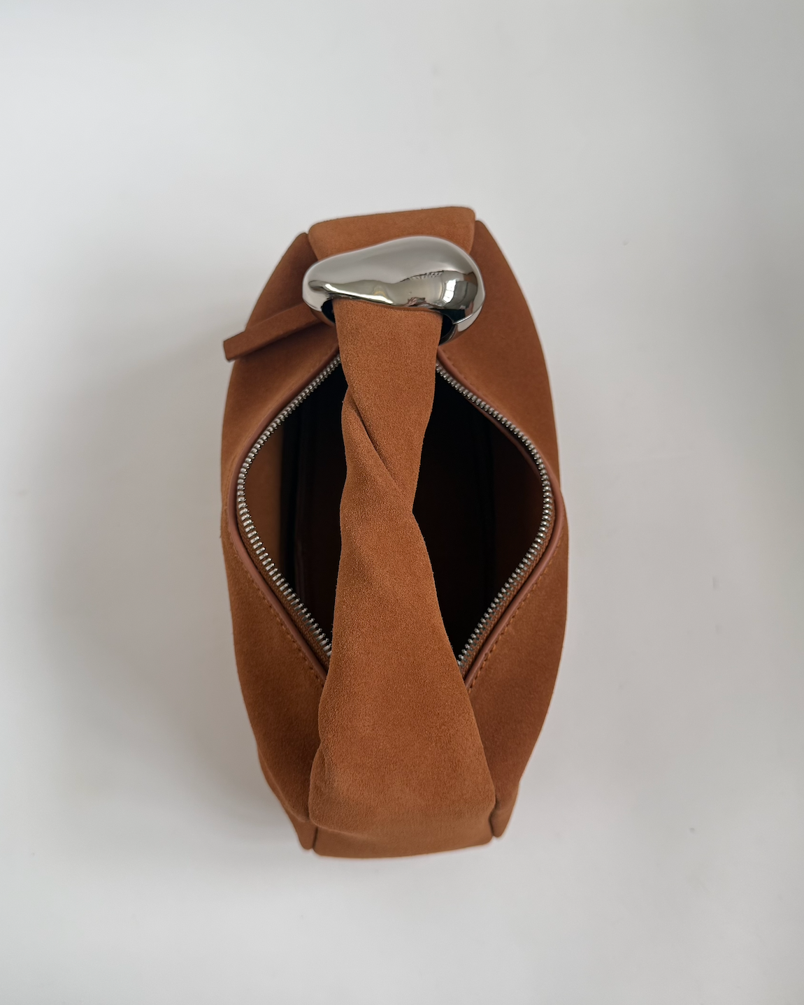 WU HAUS | Orbit Lightweight Suede Tan Sculptural Bag