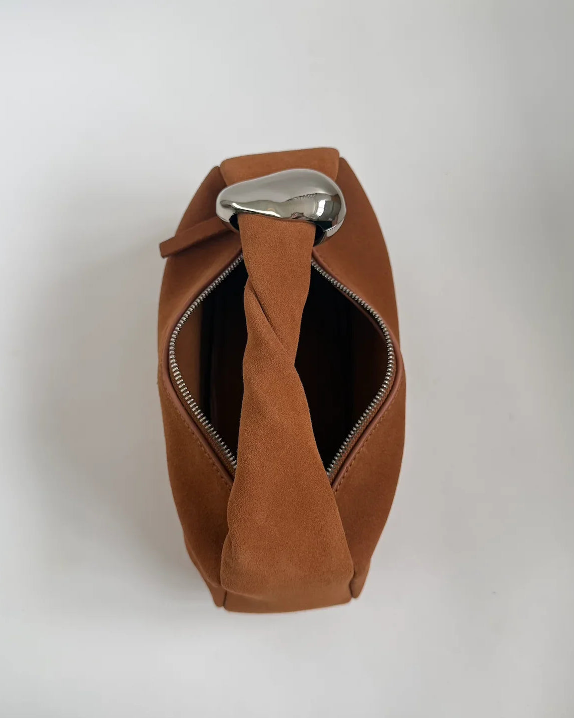 WU HAUS | Orbit Lightweight Suede Tan Sculptural Bag