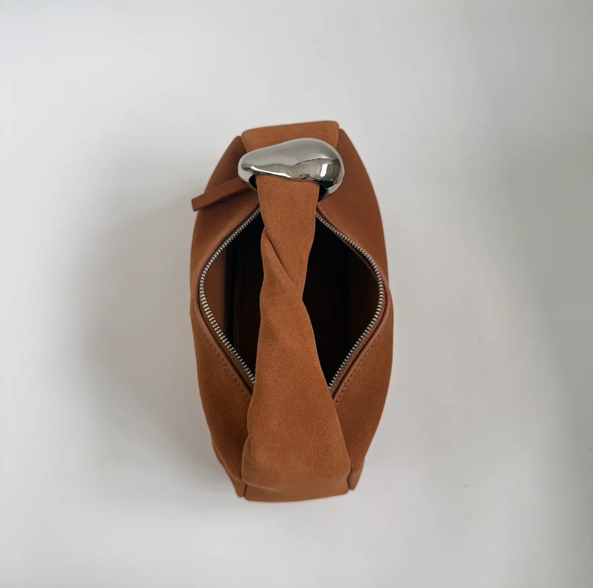WU HAUS | Orbit Lightweight Suede Tan Sculptural Bag