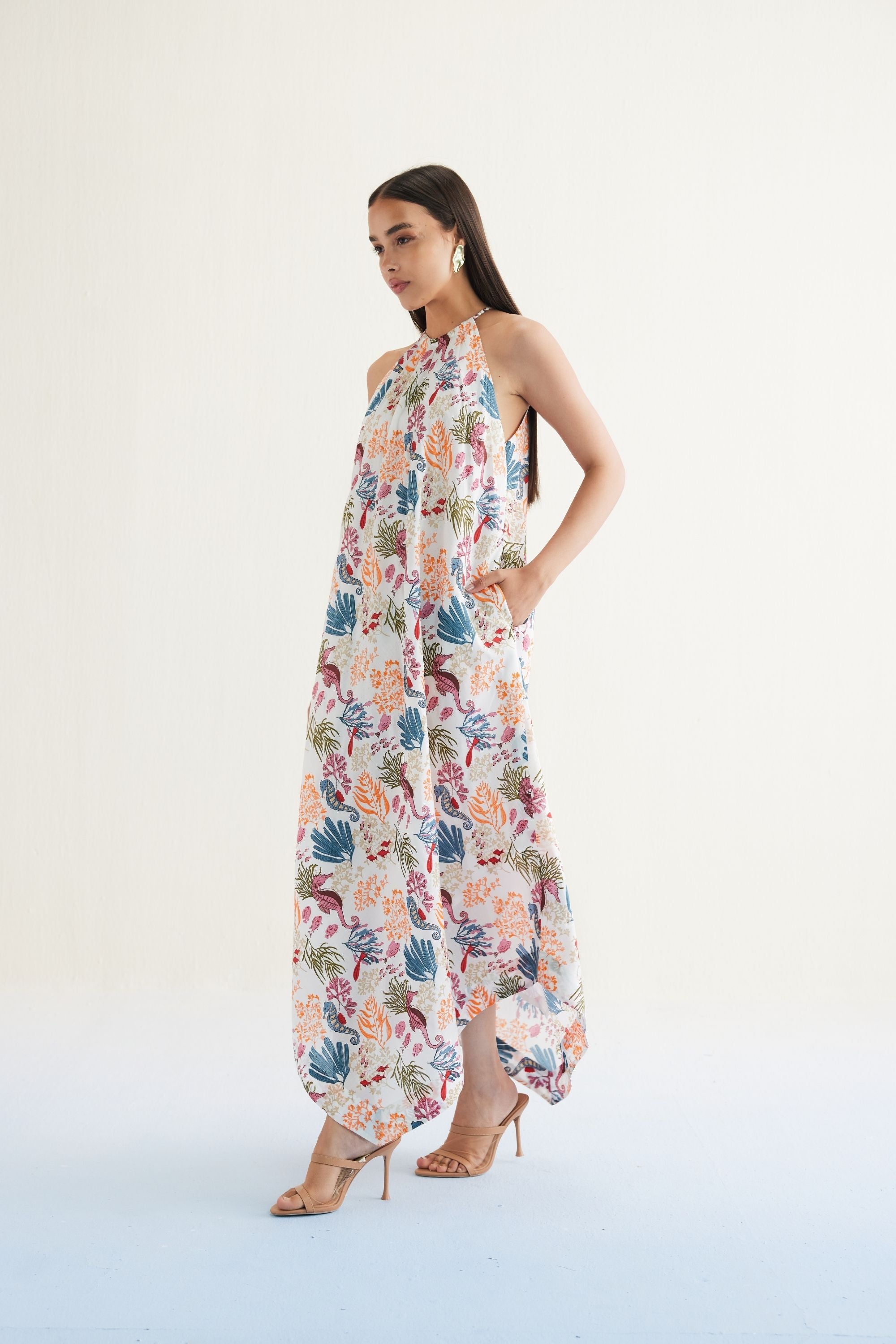 SUI | Deep Sea Lyocell Halter Maxi Dress