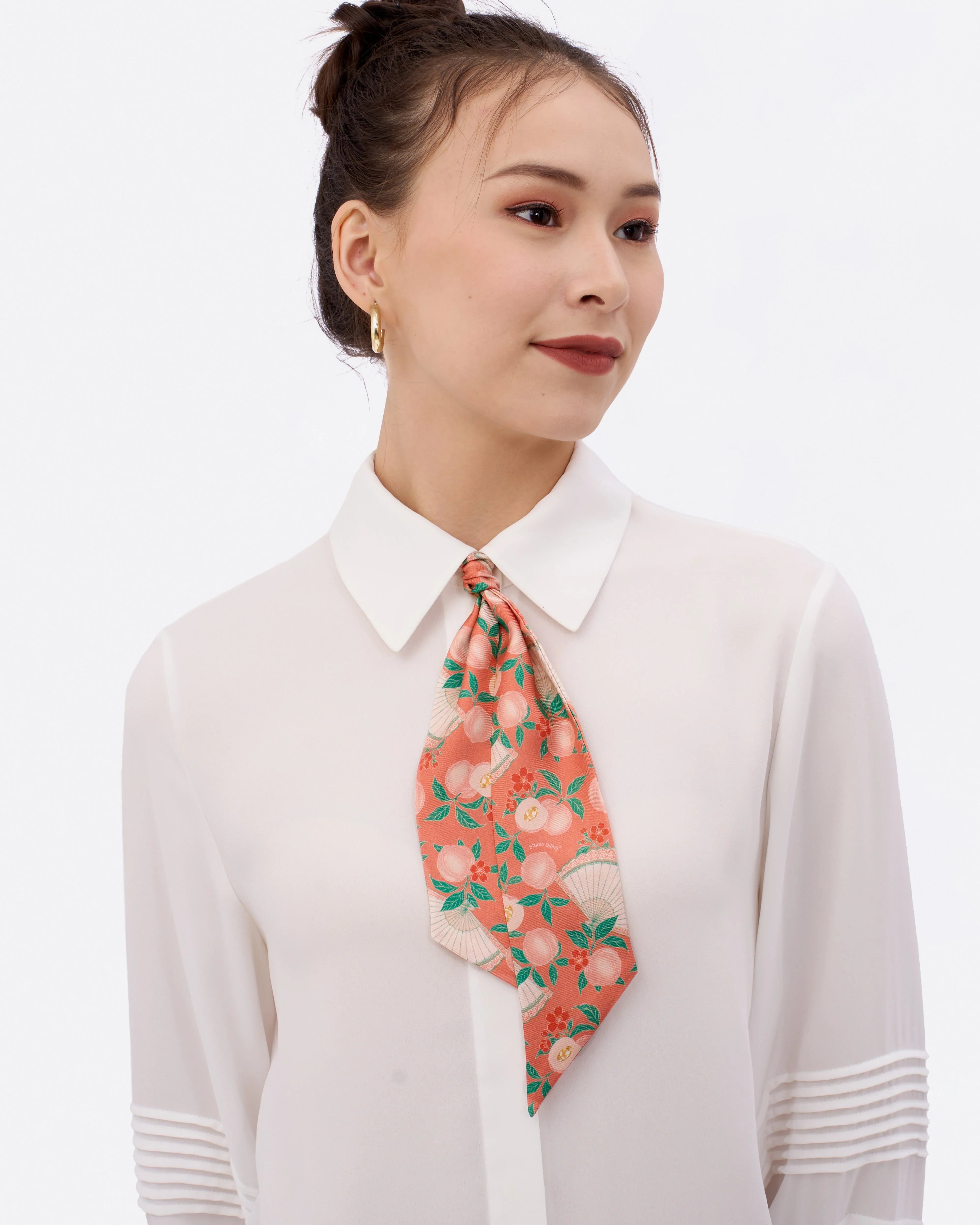 STUDIO QILING | Golden Peaches Coral Silk Bandeau 100