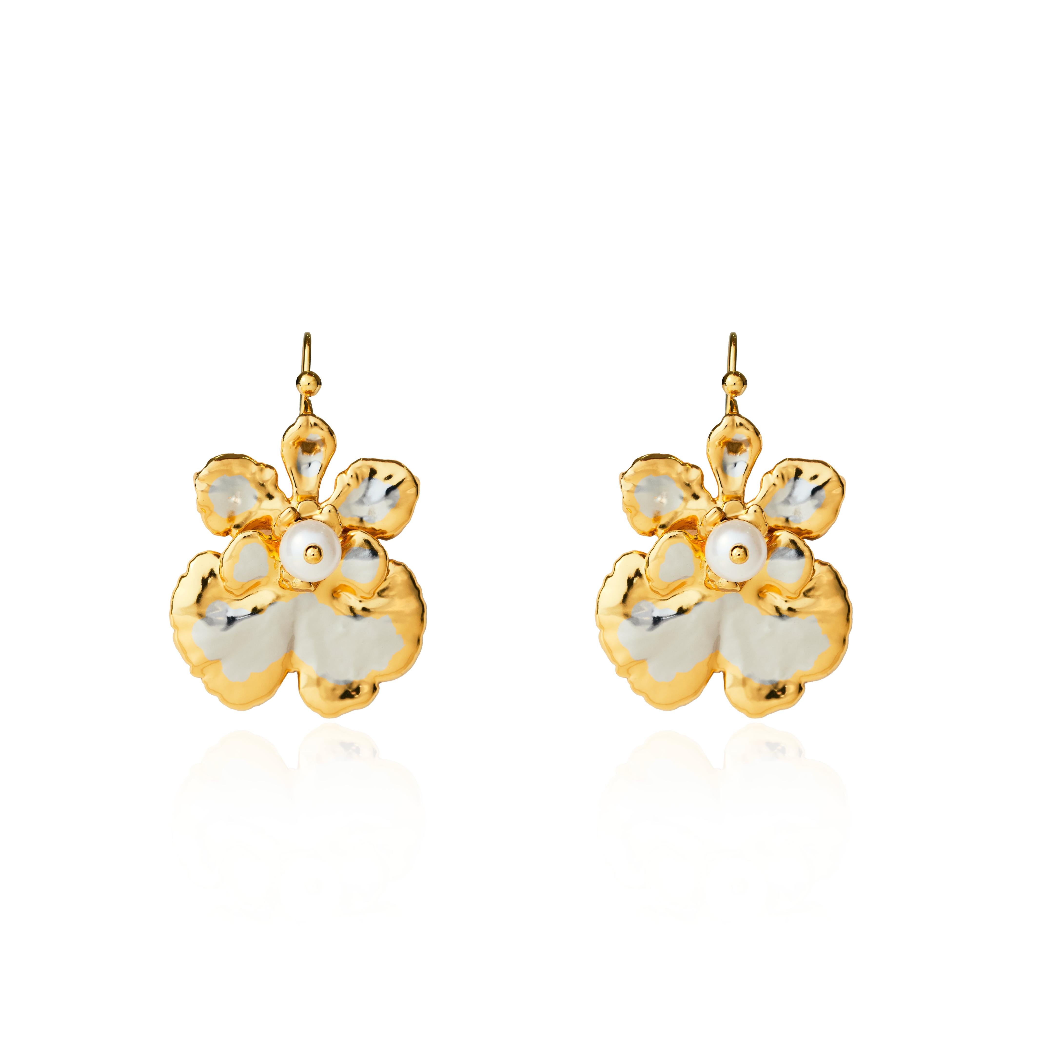 RISIS | Oncidium Coco Drop II Earrings in Gold & Palladium