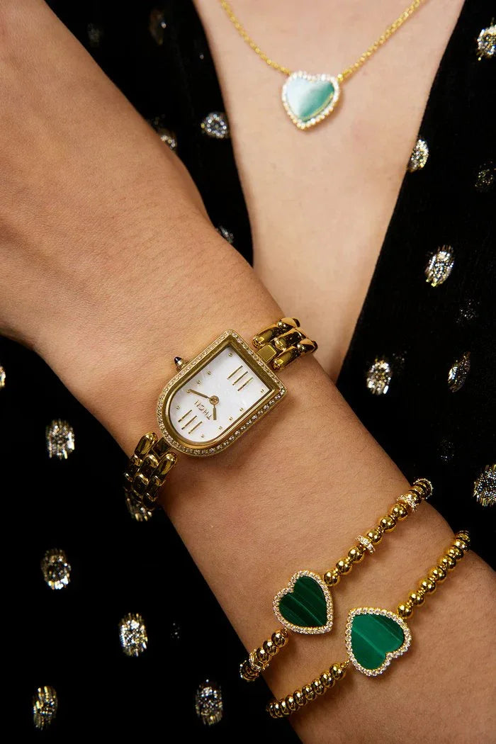 BLACK BY BLUE BRAVE | THCN N· II White Mother-of-Pearl Gold Bracelet Watch