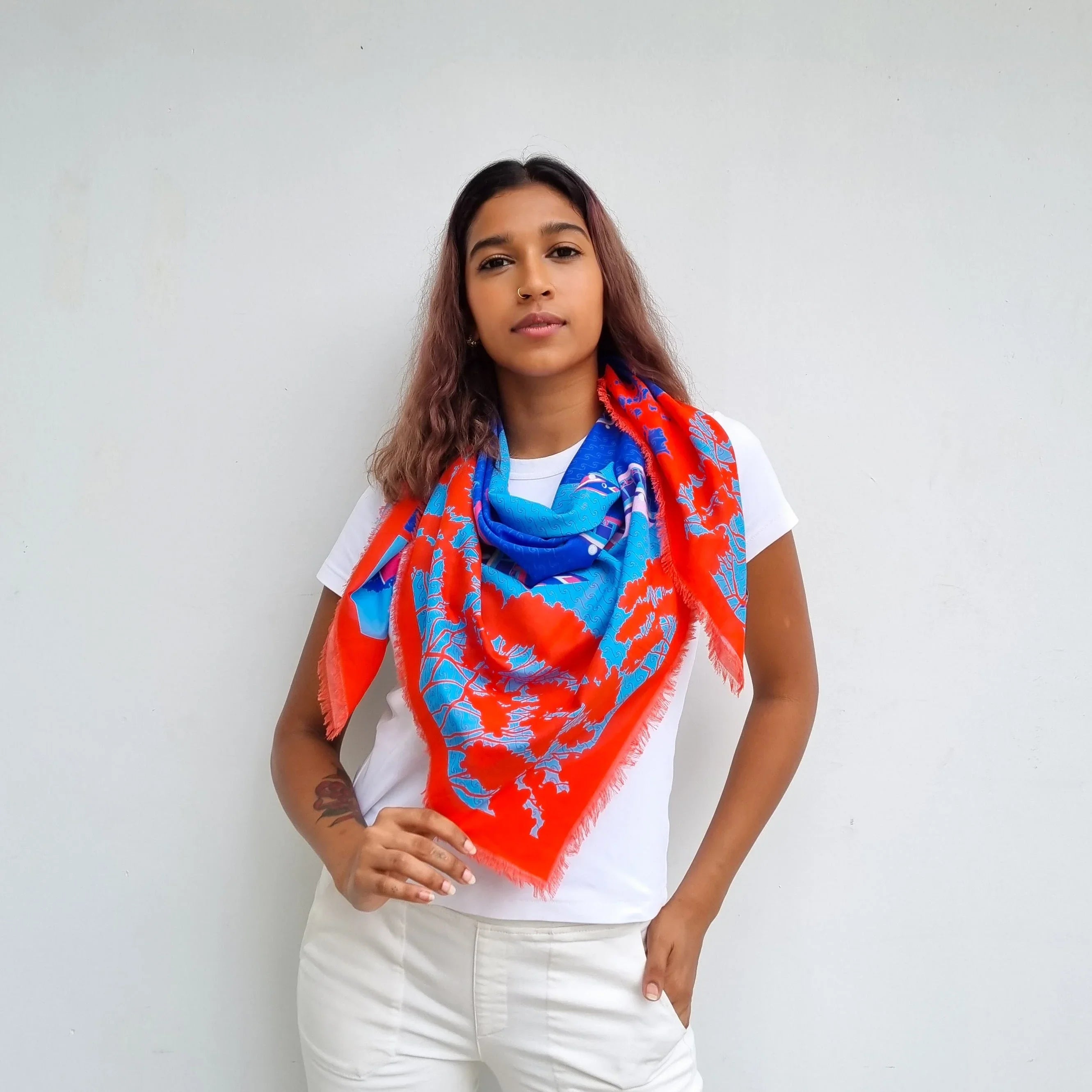 BINARY STYLE | Night At The Singapore Quay Silk Scarf