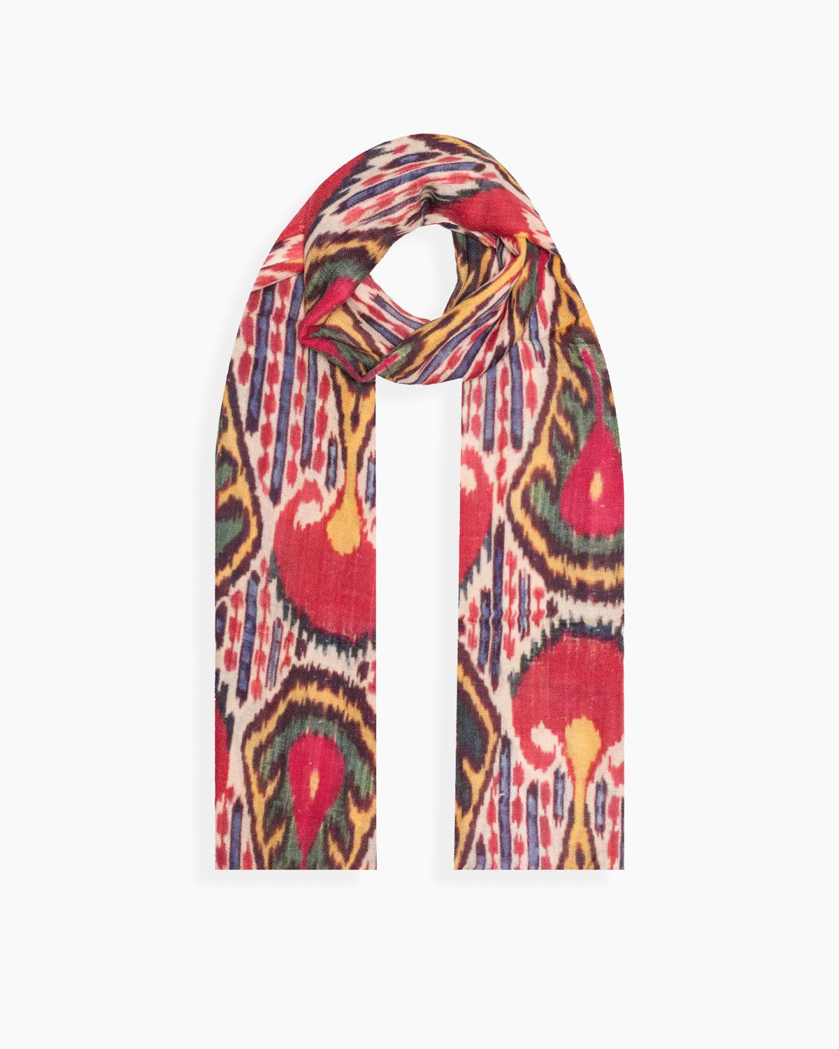 QUEENMARK | AN Patola Ikat Print Red Blue Stripes