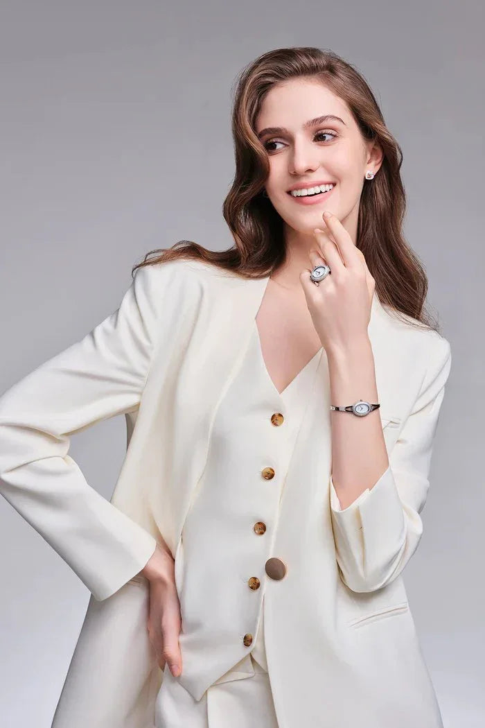 BLACK BY BLUE BRAVE | THCN N· I Mini Mother-of-Pearl Dial Silver Jewelry Watch