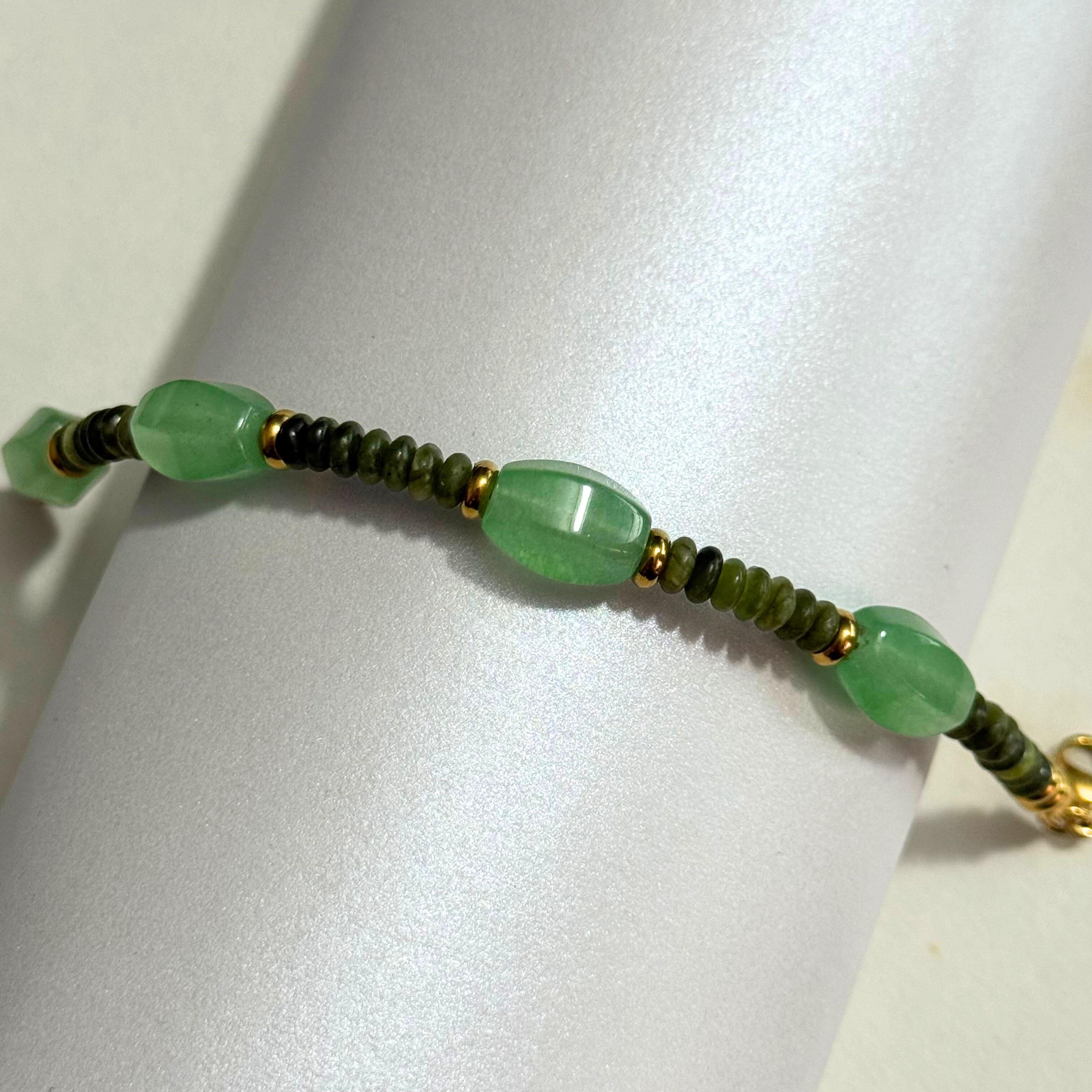 THE ANTECEDANT STORE | B - Abundance & Wellbeing Green Aventurine With Nephrite Jade Bracelet
