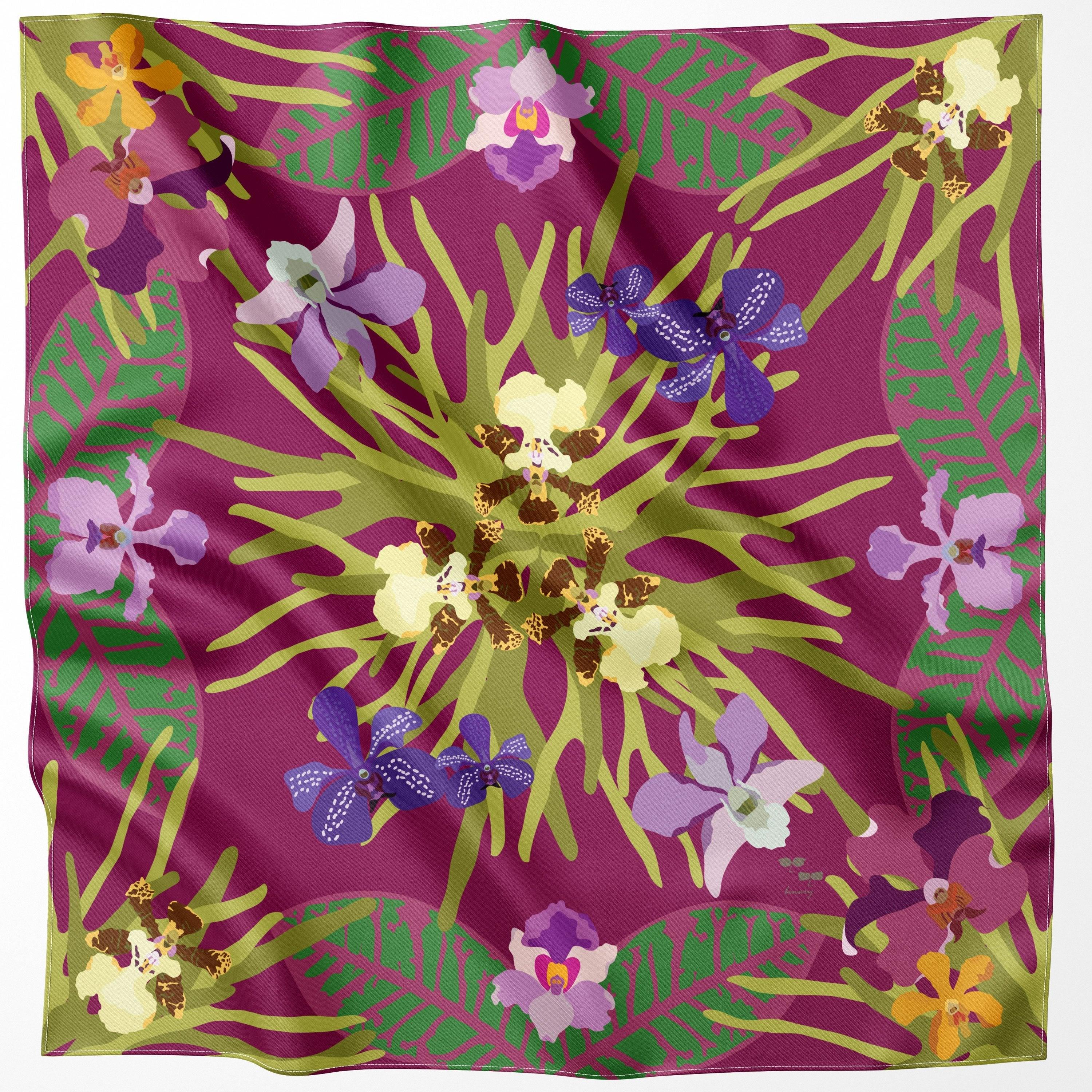 BINARY STYLE | Ochidea Silk Square Scarf 87x87cm