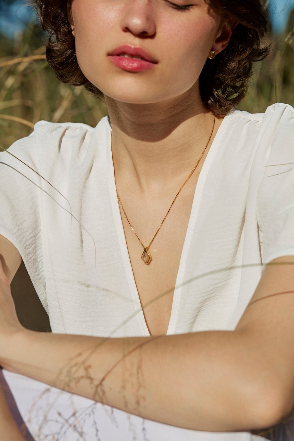 RINA LEE | GOLDEN Rutile Quartz Adjustable Chain Necklace | 18K Gold Vermeil