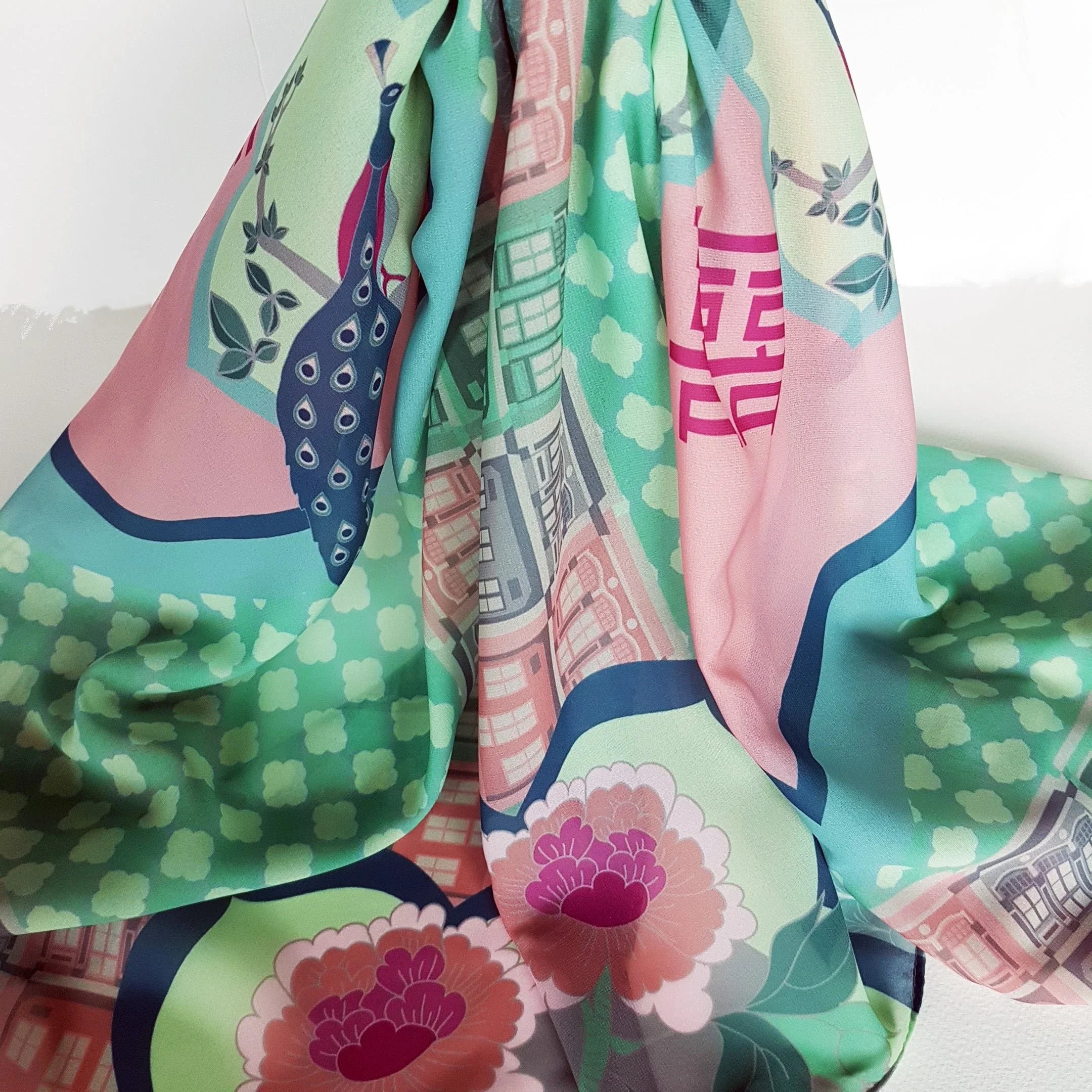 BINARY STYLE | Peranakan Opulence Silk Square Scarf 87x87cm