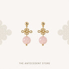 THE ANTECEDENT STORE | Auspicious Ruyi Knot With Rose Quartz Earrings