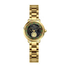 BLACK BY BLUE BRAVE | Cupid 28mm Black Mother Of Pearl Dial Heart Shaped Hands Gold Bracelet Watch