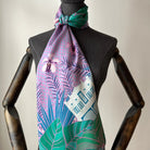 BINARY STYLE | Tropical Art Deco Silk Square Scarf 87x87cm