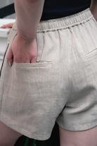 OLIVE BASICS | Joanna Expandable Pocket Shorts in TENCELâ„¢ Linen