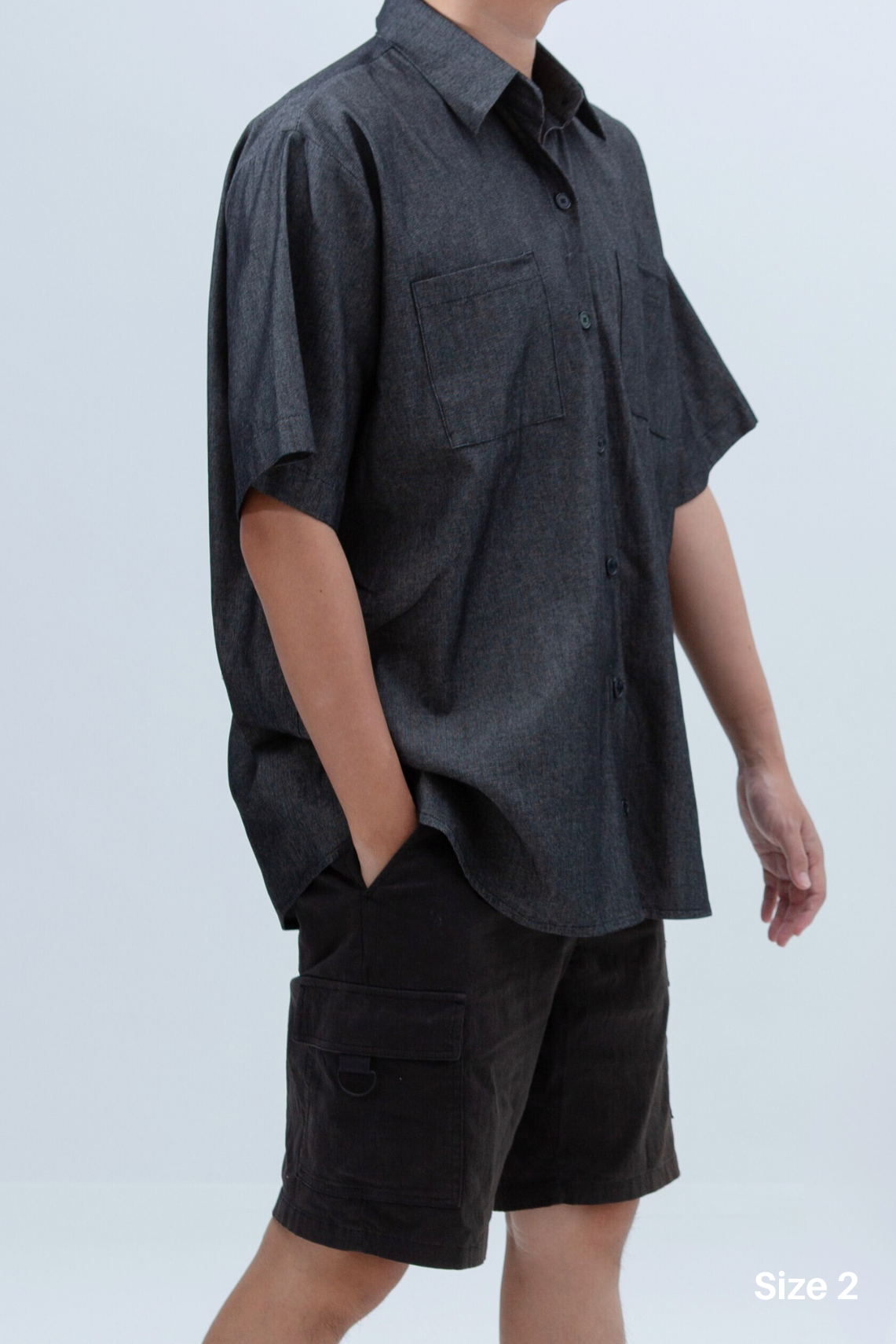 SAERO COLLECTIVE | Denim Short Sleeve Shirt | Black