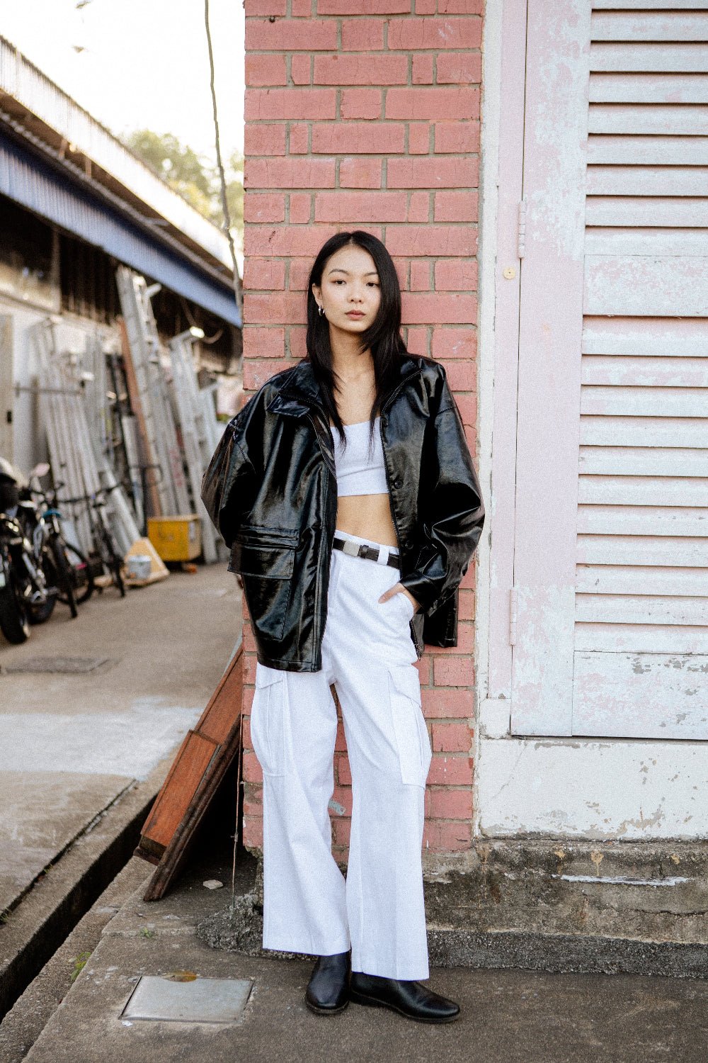 SAERO COLLECTIVE | Ryu Oversized Lacquer Jacket | Black