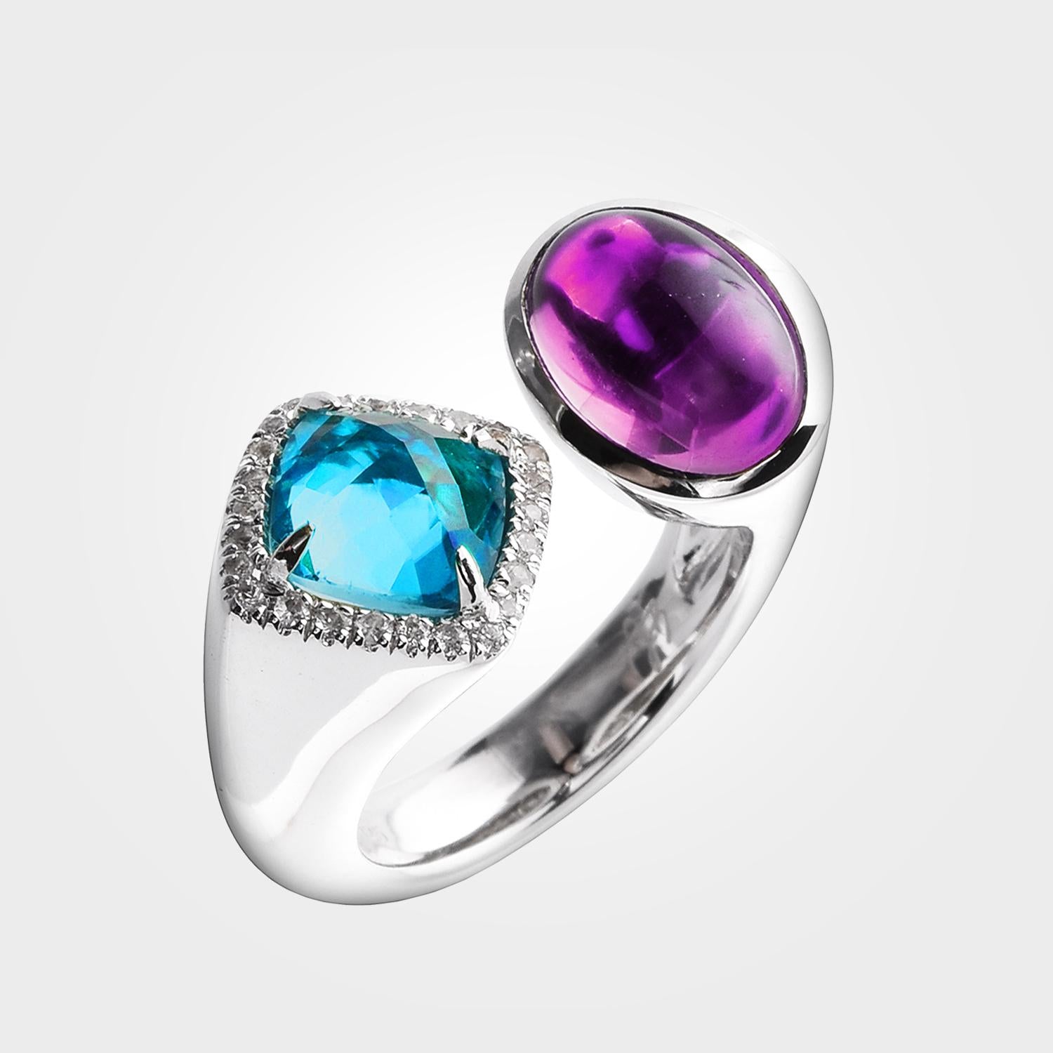 THE JEWEL BOX | Sugar Pop Blue Topaz& Amethyst Ring