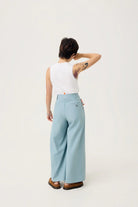3EIGHTH | Nagare Pleat Trousers in Steel Blue
