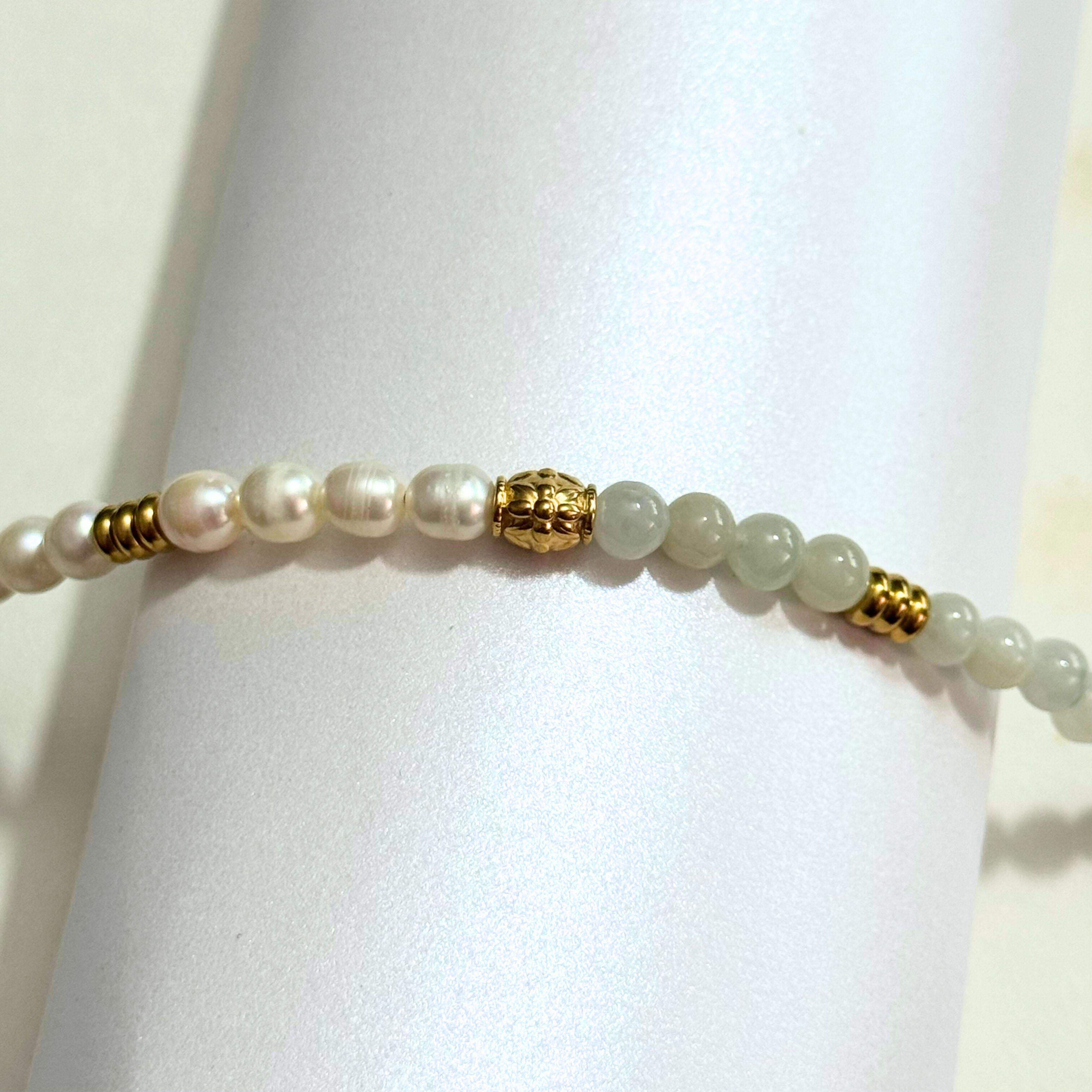 THE ANTECEDENT STORE | B - Burmese Jade With Freshwater Pearl Bracelet