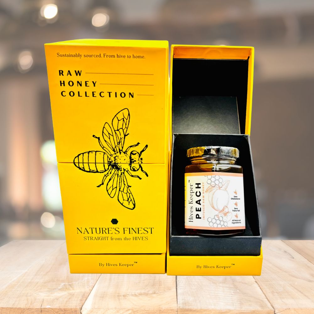 HIVES KEEPER | Infused Raw Honey (with Gift Box) - Peach Infused Raw Honey
