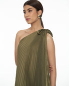 DRESSINGPAULA | Pleated One Shoulder Maxi Dress