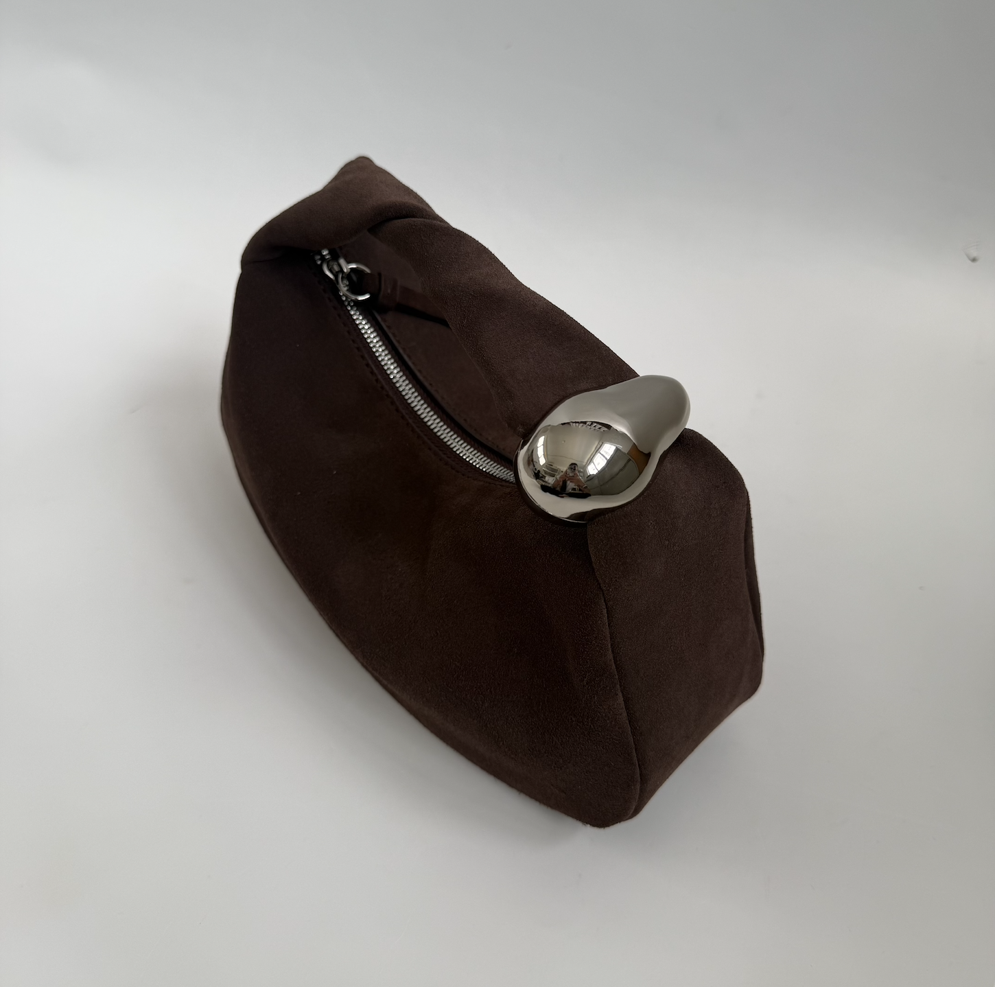 WU HAUS | Orbit Lightweight Suede Coffee Sculptural Bag