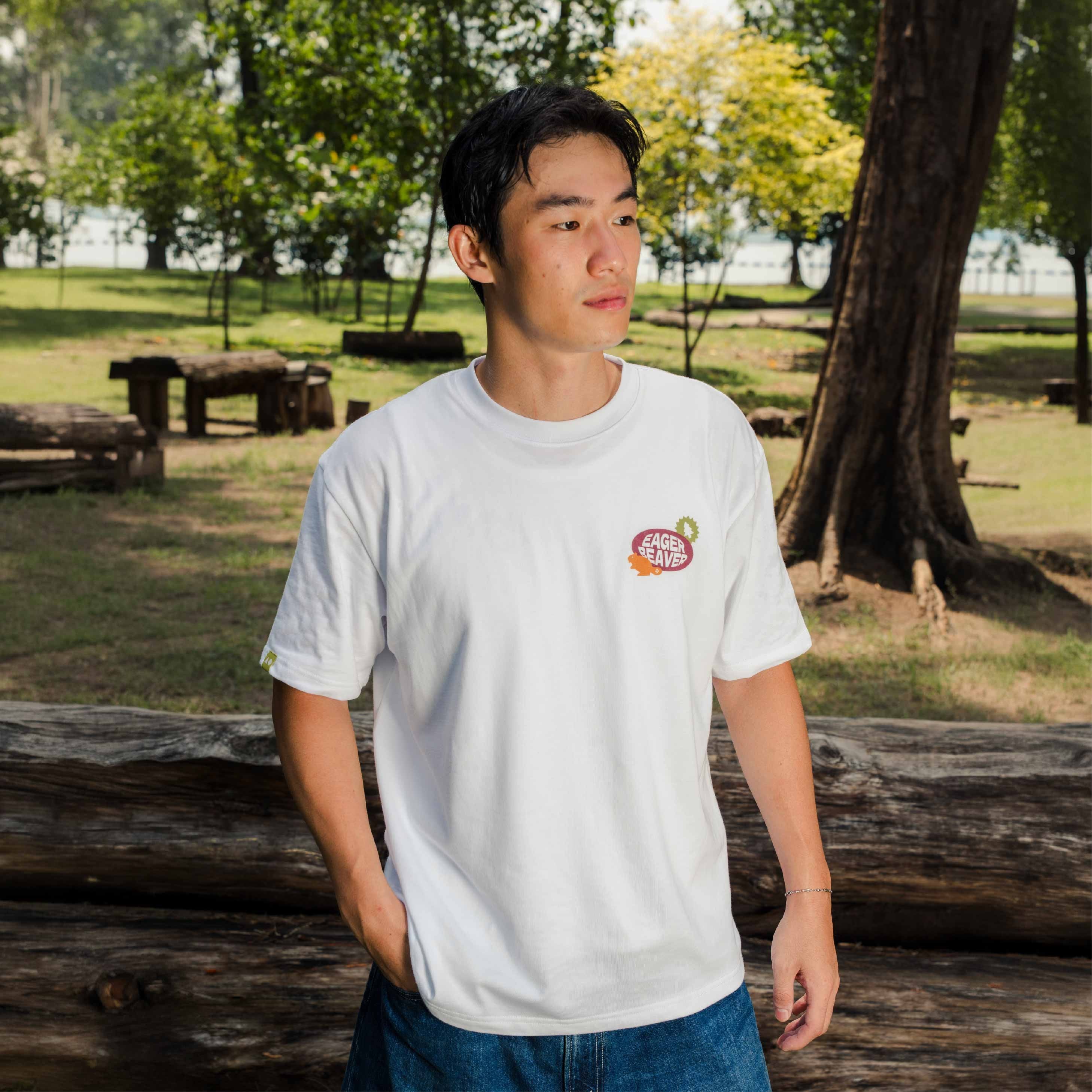 TALKING TOES | Eager Beaver Oversized Tee | White