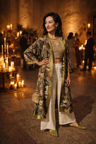 RAJA RANI | Embroidered Green Long Kimono