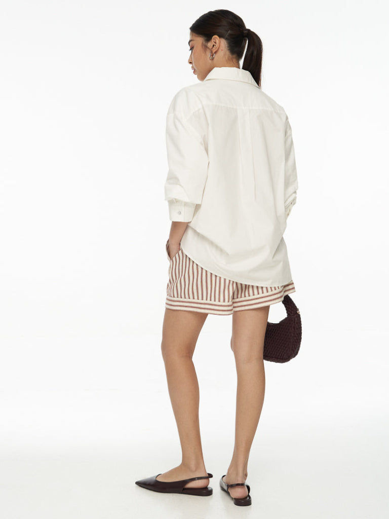 DRESSINGPAULA | Ruched Sleeve Cotton Shirt