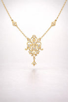 FOUNDATION JEWELLERS | 750 Y/G Peranakan Natural Diamond Pendant On Chain "Flower" Motif 4.45gm, D12 - 0.36ct
