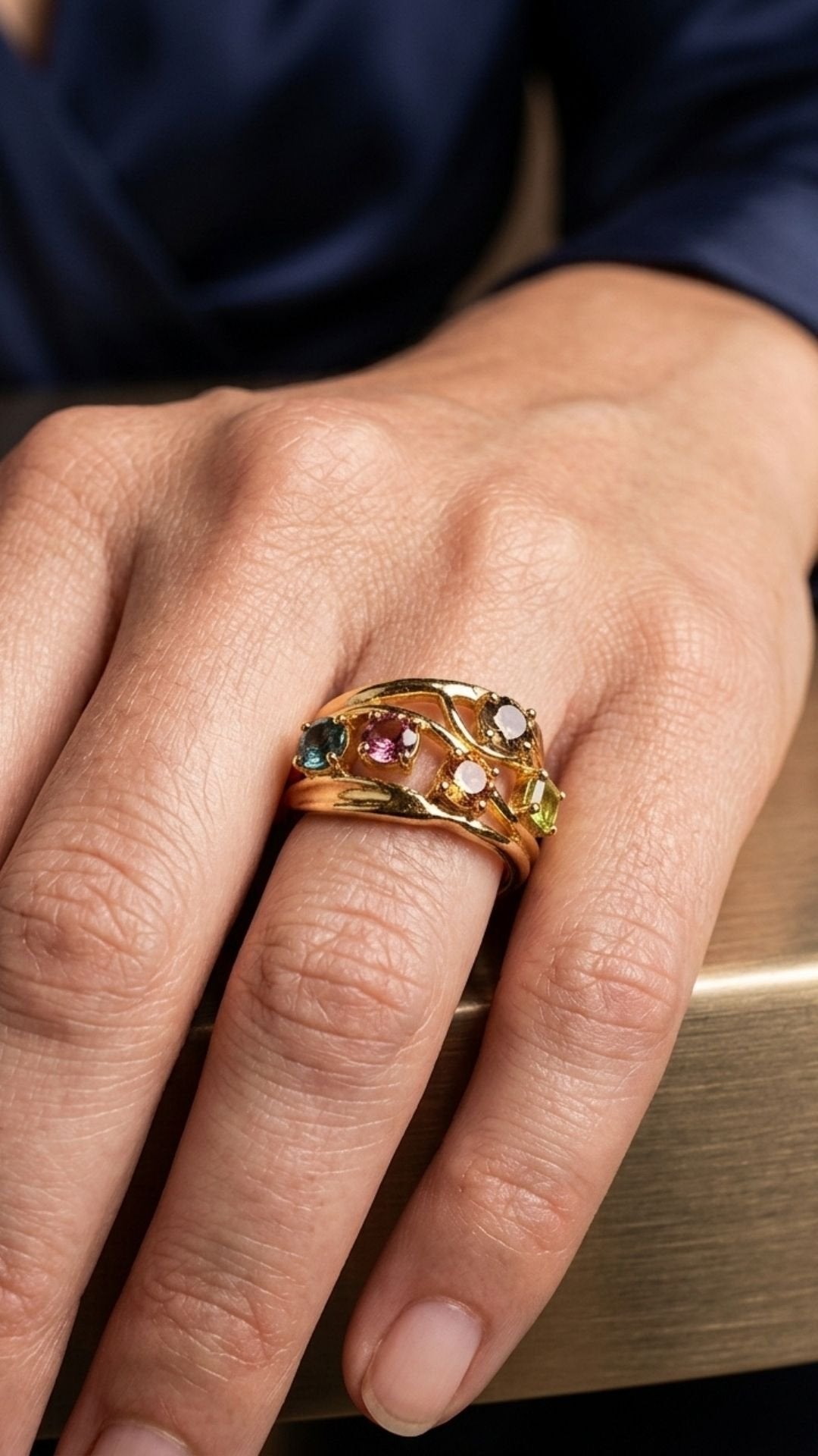 CREATIVE JEWELLERY STUDIO | Tourmaline & Gold Plated Silver Ring by Blissadora