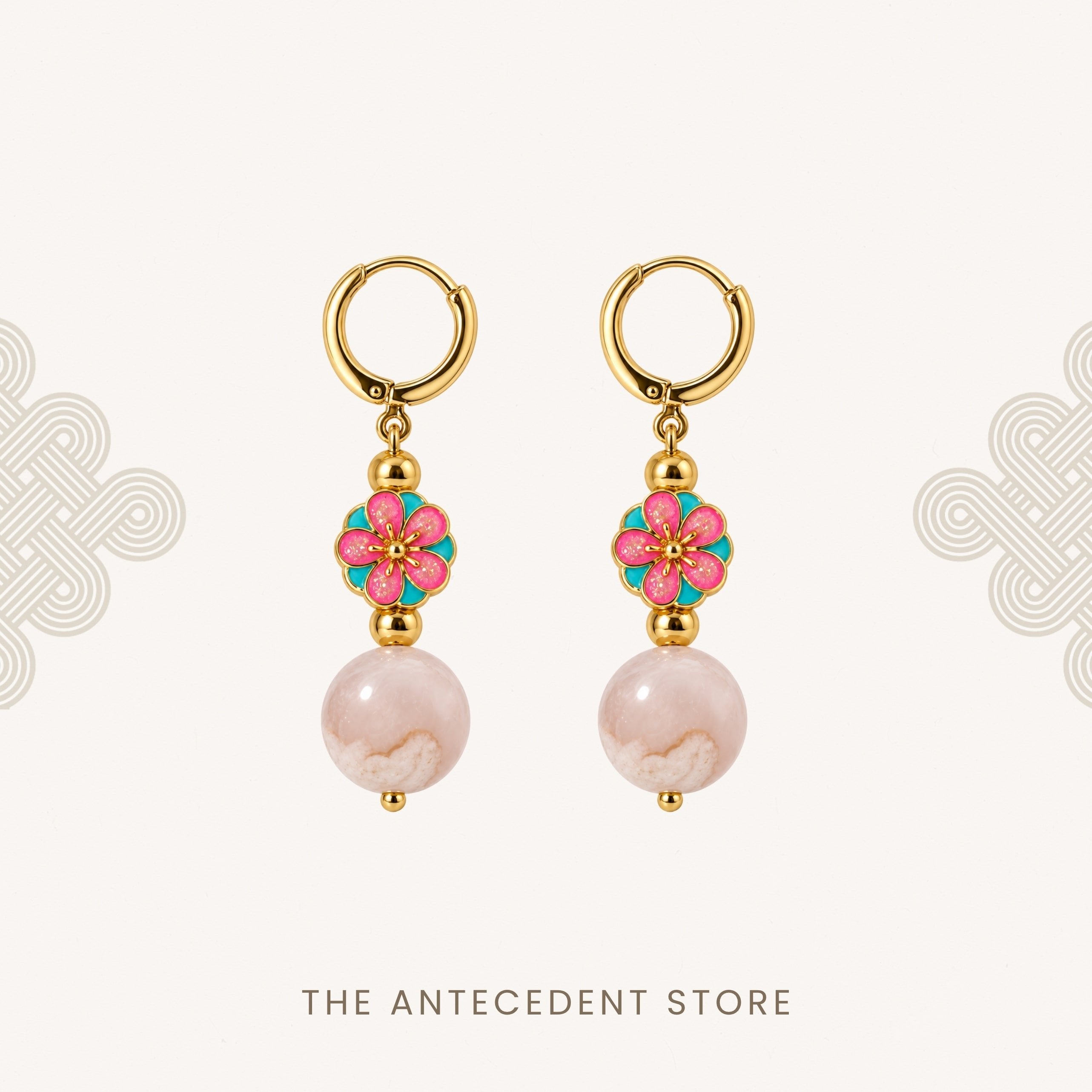 THE ANTECEDENT STORE | Oriental Blossom Cherry Blossom Agate Earrings