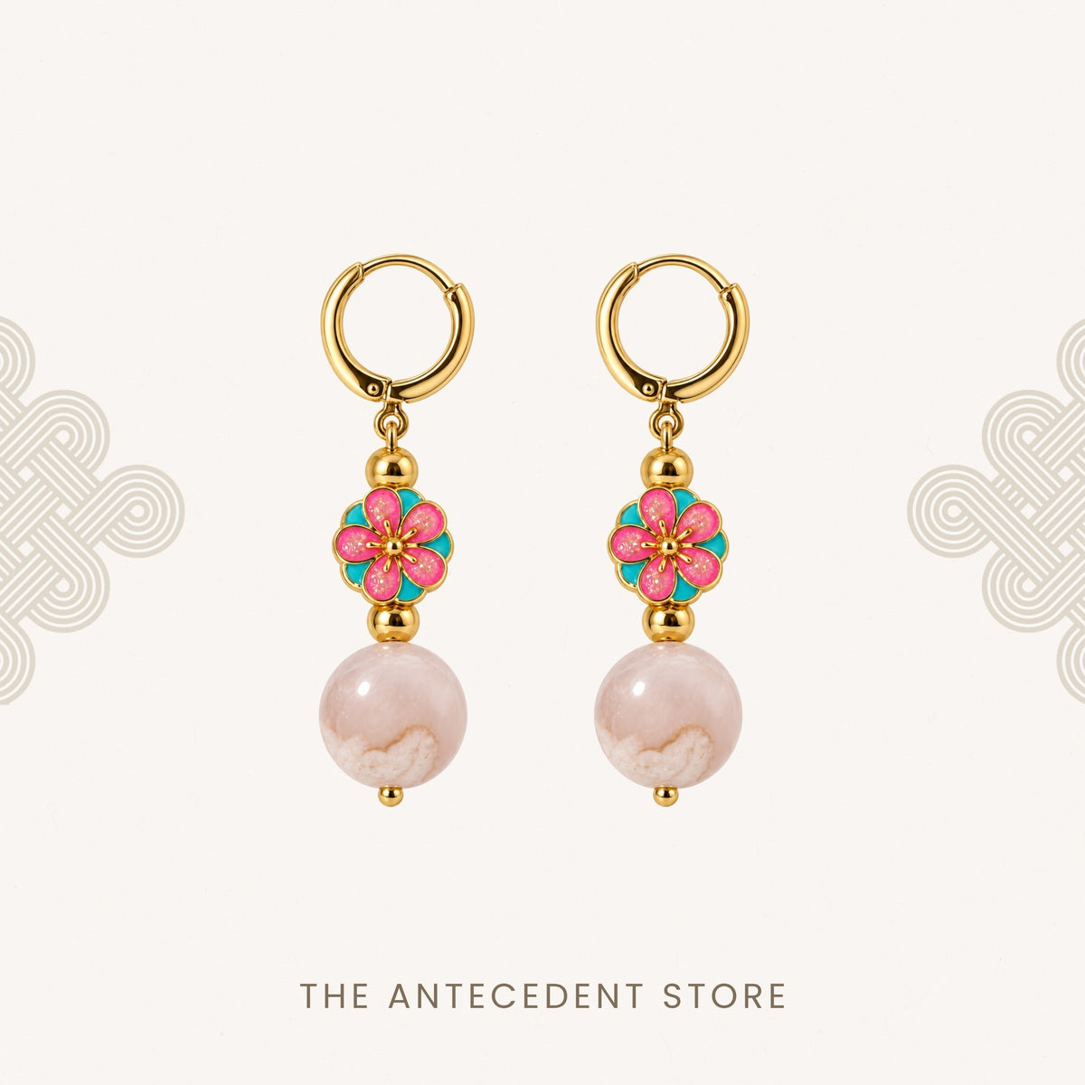 THE ANTECEDENT STORE | Oriental Blossom Cherry Blossom Agate Earrings