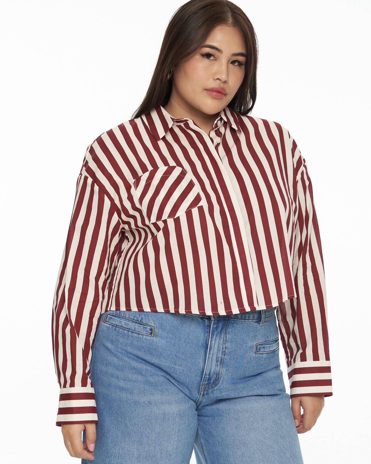 DRESSINGPAULA | Cotton Striped Crop Shirt