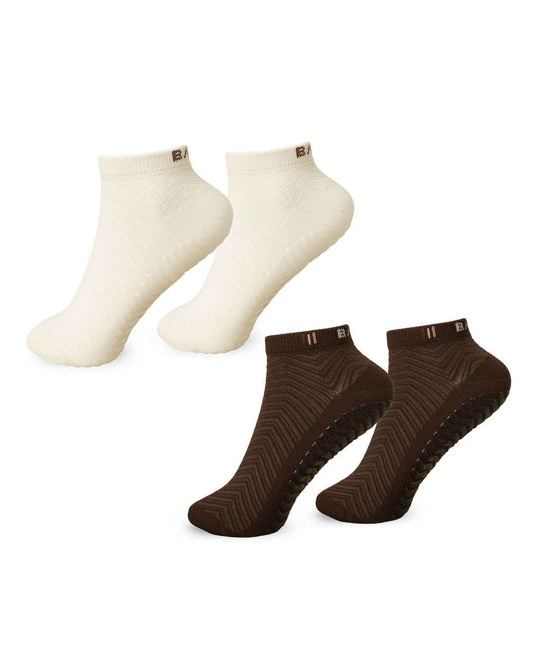 BAHE | Studio Grippy Ankle Socks - Coconut/Cinnamon