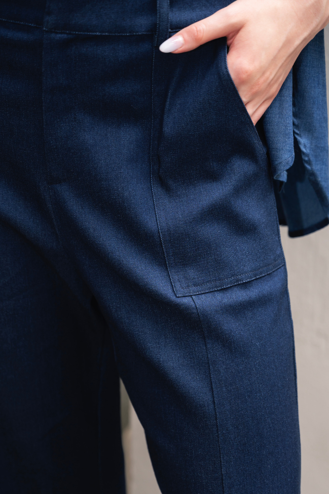 OLIVE BASICS | Jesse Wide-Leg Pocket Pants In Denim TENCEL