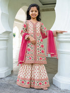NIMBU | Kamal Pink & Gold Girls Kurti Sharara in Cotton