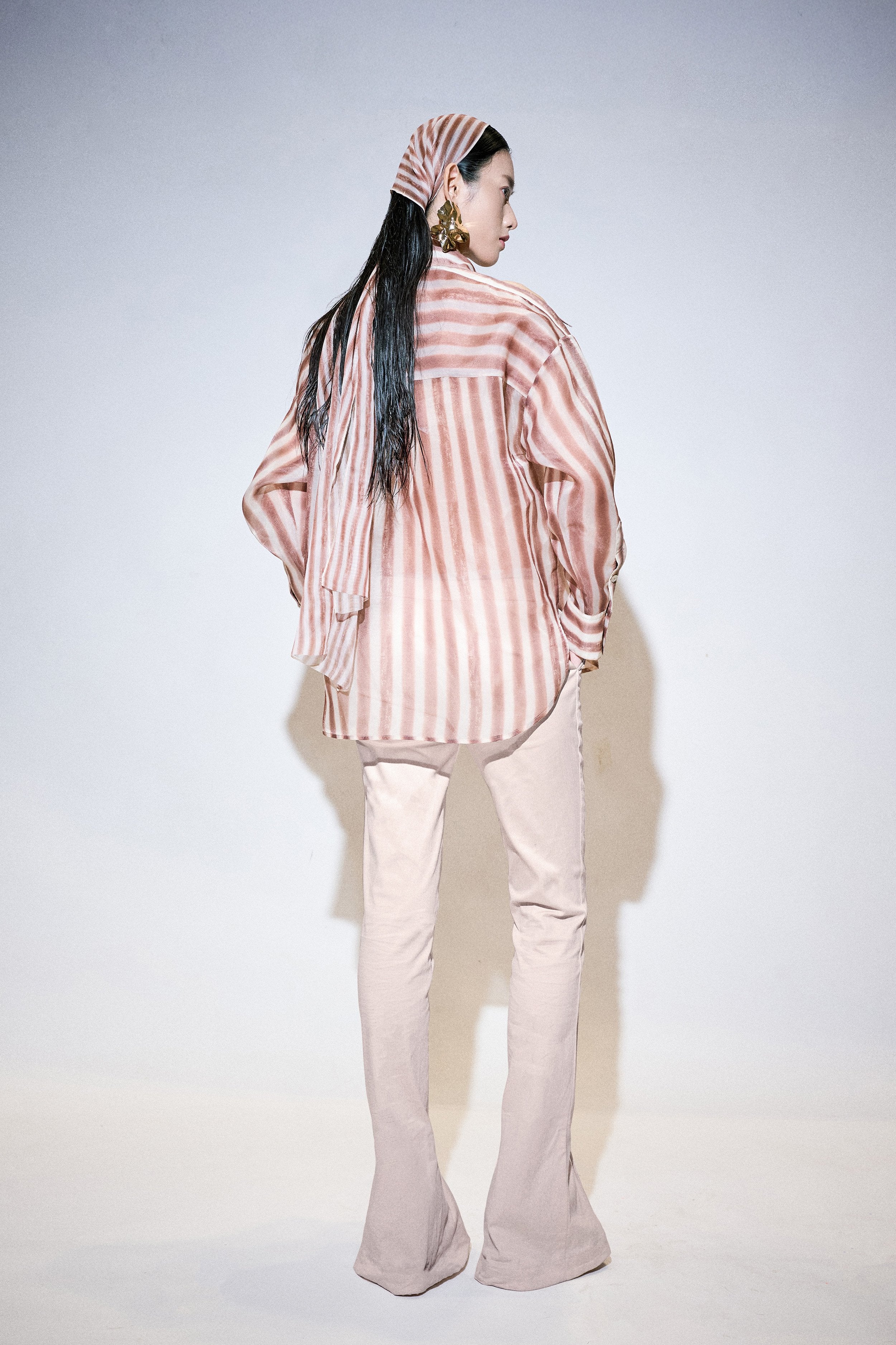 KHAAR | Stripes Floral Oversized Shirt
