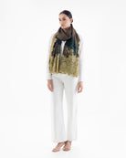 QUEENMARK | AN Assorted Lace Print Crystal Shawl Olive Blue Bird