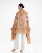 QUEENMARK | AN Assorted Lace Print Crystal Shawl Peach