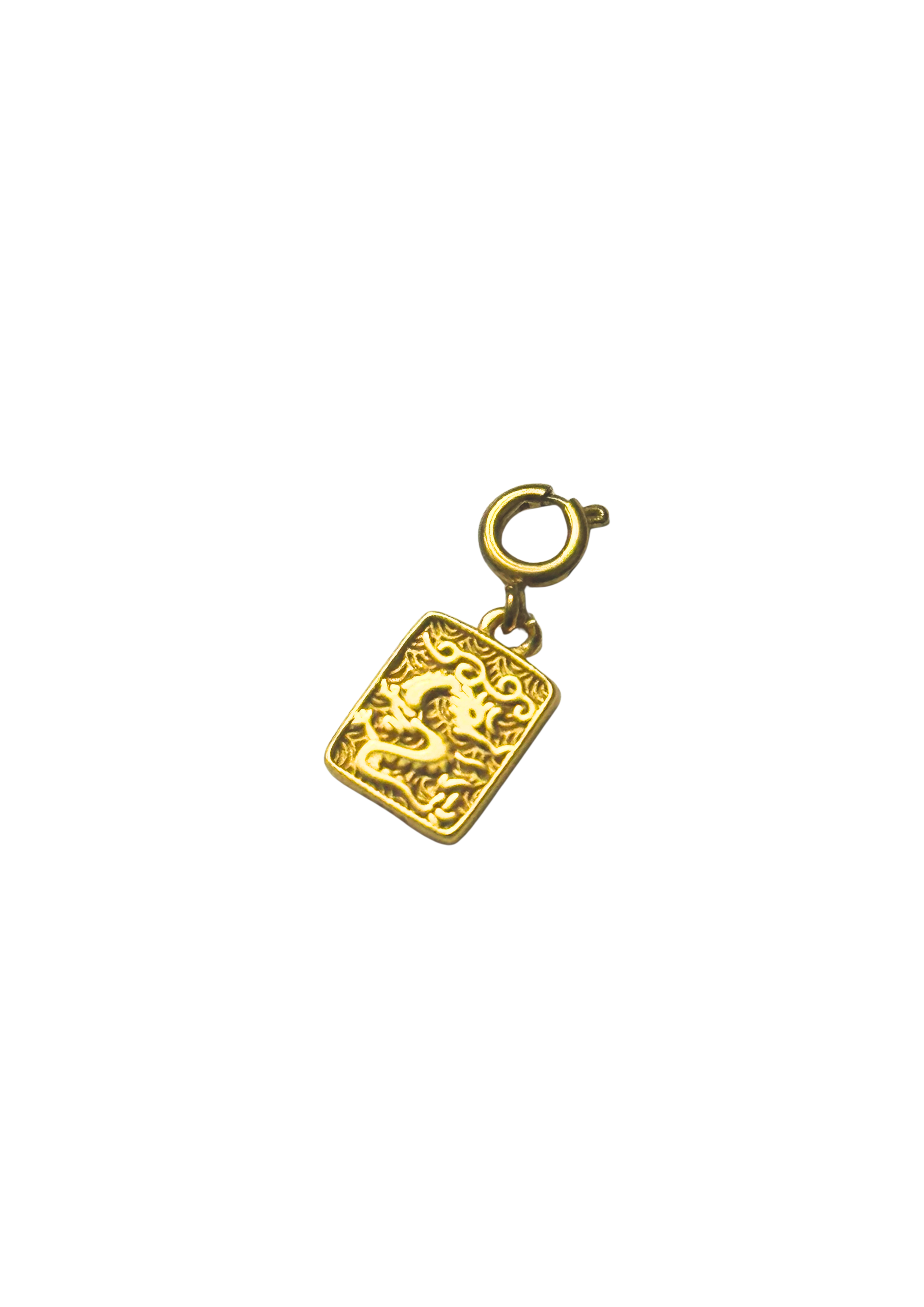 THE ANTECEDENT STORE | P - Rectangle Dragon Auspicious Motif Pendent - Gold