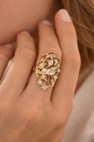 FOUNDATION JEWELLERS | 750 Y/G Peranakan Natural Diamond Ring "Bird" 4.70gm D13-0.49ct (Size:13.5)