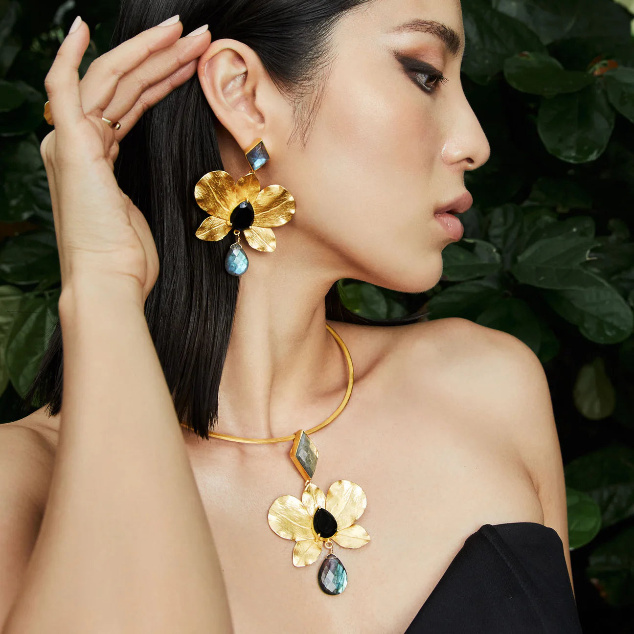 BOHEME BY VERO | ORCHIDEA SINGLE NECKLACE Labradorite/Black Onyx