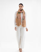 QUEENMARK | AN Assorted Lace Print Crystal Shawl Peach