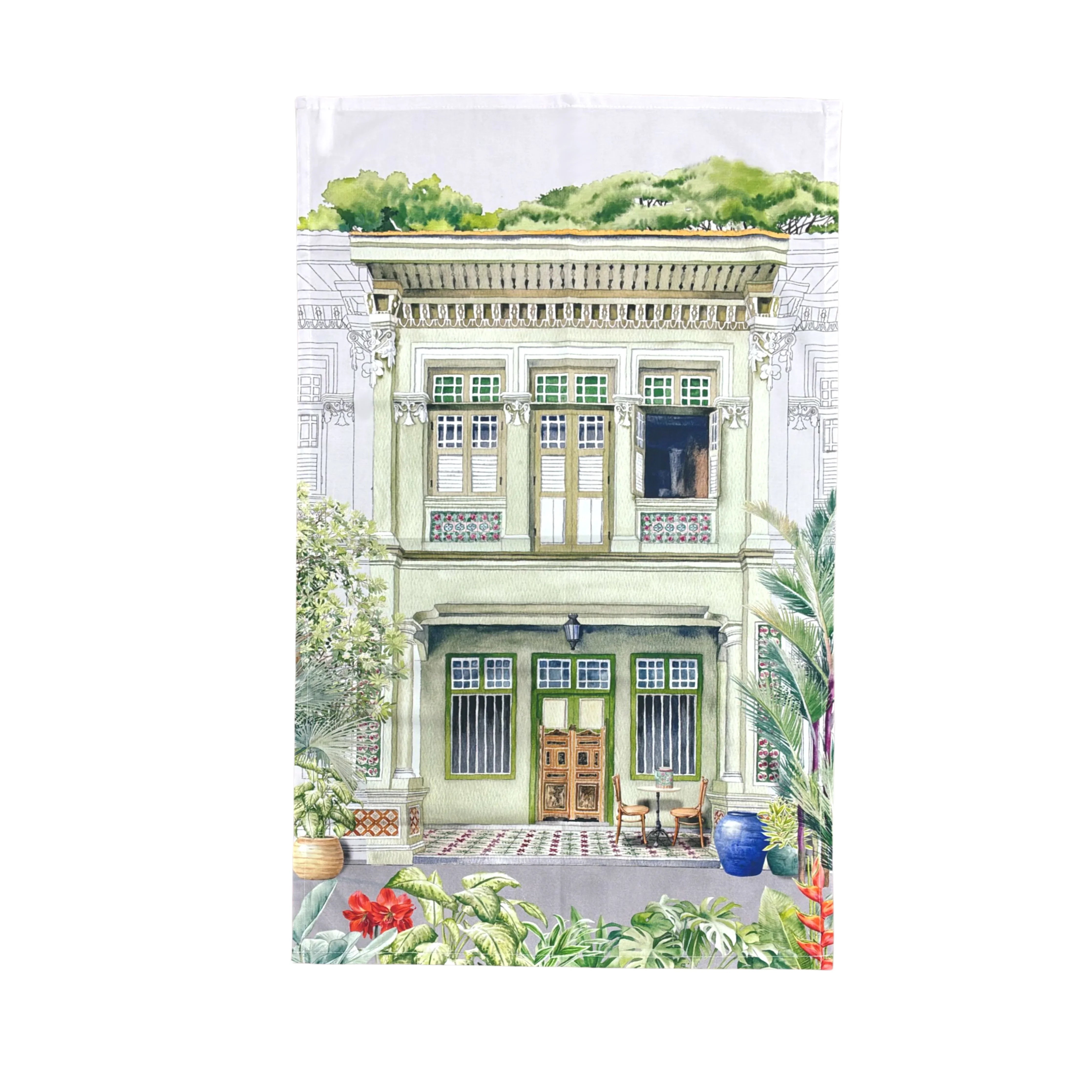 SINGLAPA | Green Shophouse Tea Towel